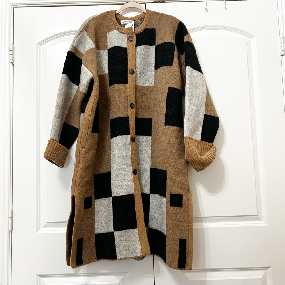 NWT Free People Check Me Out Long Cardigan Jacket - Picture 3 of 5